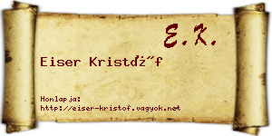 Eiser Kristóf névjegykártya
